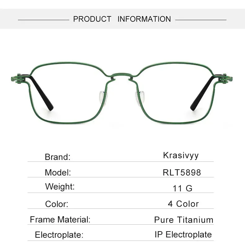Krasivyy Men's Full Rim Square Titanium Eyeglasses Rlt5898