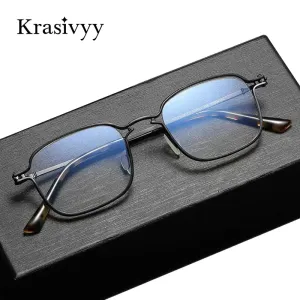 Krasivyy Men's Full Rim Square Titanium Eyeglasses Rlt5898