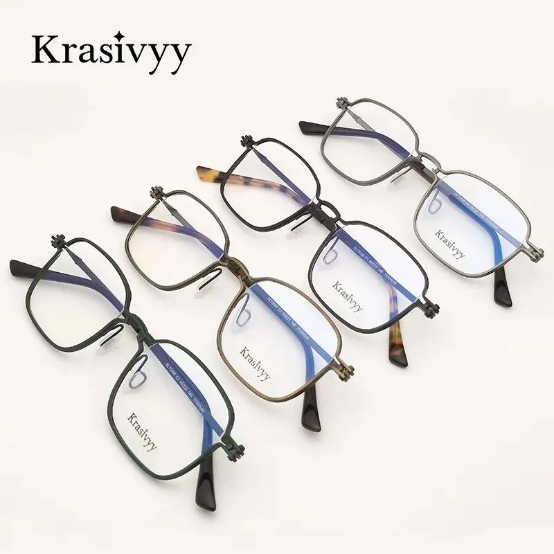 Krasivyy Men's Full Rim Square Titanium Eyeglasses Rlt5898