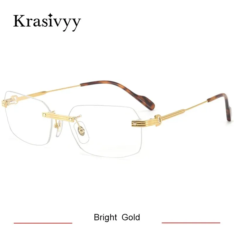 Krasivyy Men's Rimless Square Titanium Eyeglasses Kr0271s