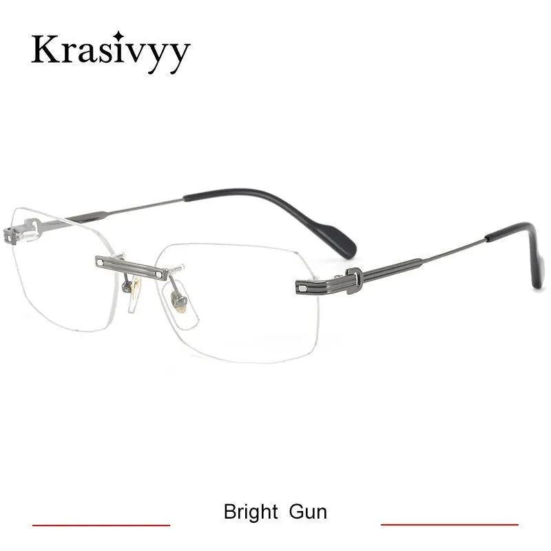 Krasivyy Men's Rimless Square Titanium Eyeglasses Kr0271s