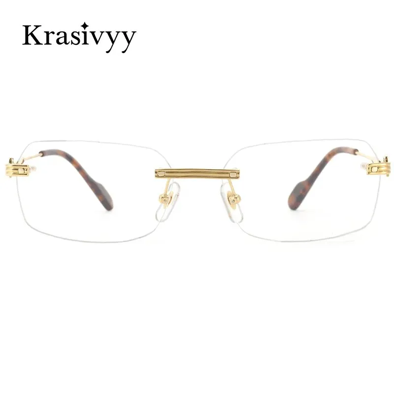 Krasivyy Men's Rimless Square Titanium Eyeglasses Kr0271s
