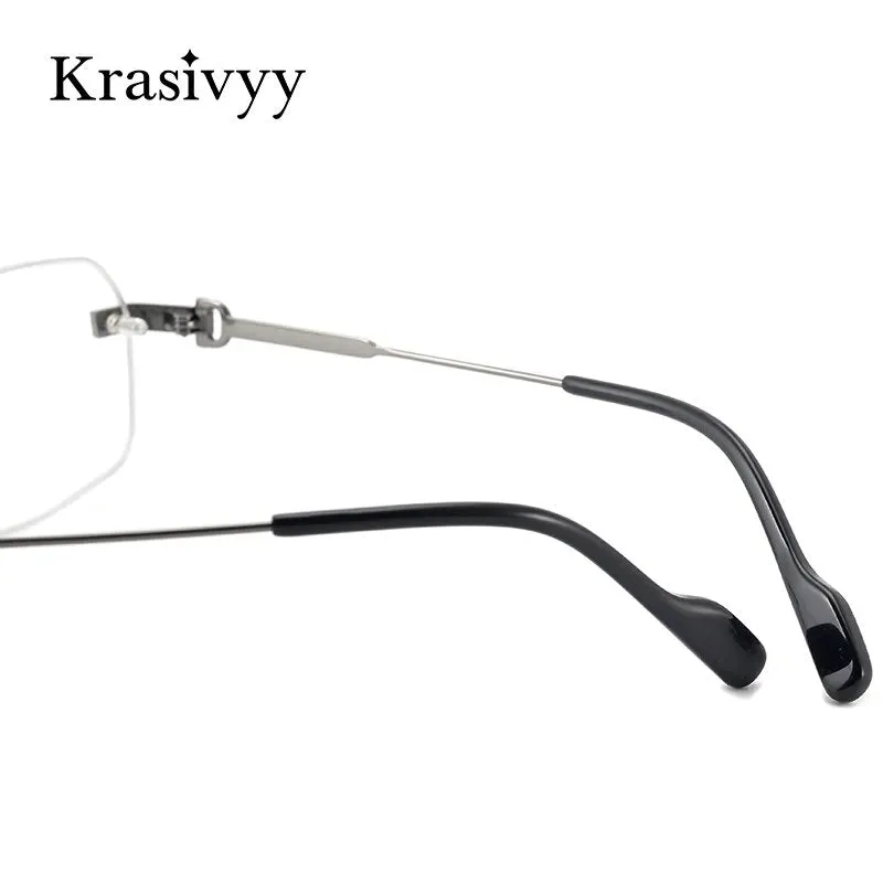 Krasivyy Men's Rimless Square Titanium Eyeglasses Kr0271s