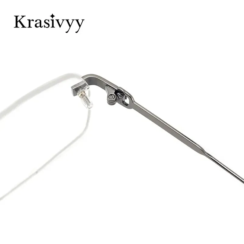 Krasivyy Men's Rimless Square Titanium Eyeglasses Kr0271s