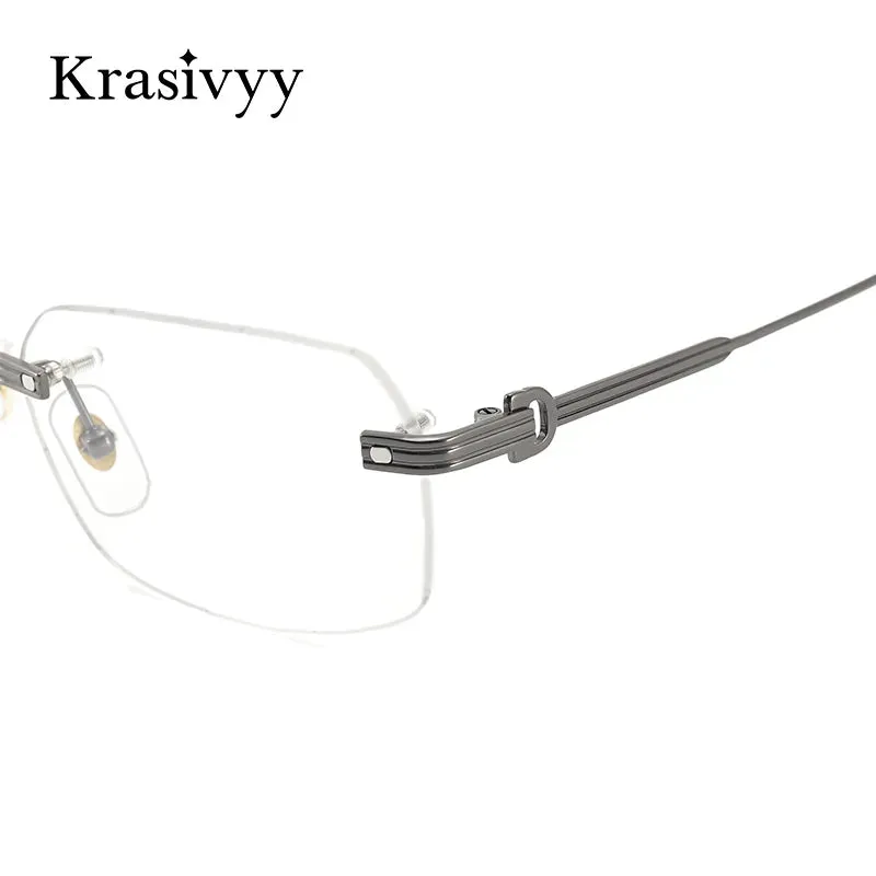 Krasivyy Men's Rimless Square Titanium Eyeglasses Kr0271s