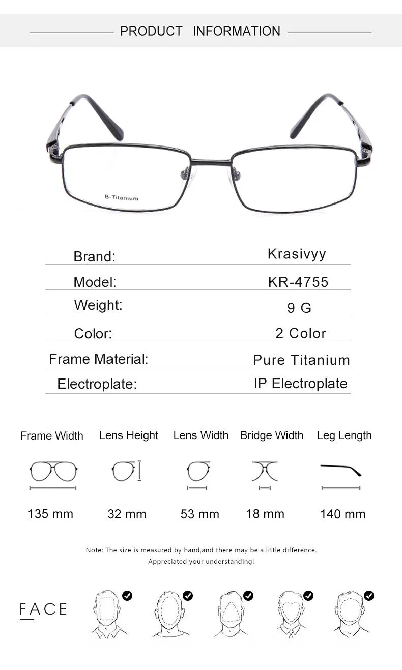 Krasivyy Unisex Full Rim Square Titanium Eyeglasses Kr4755
