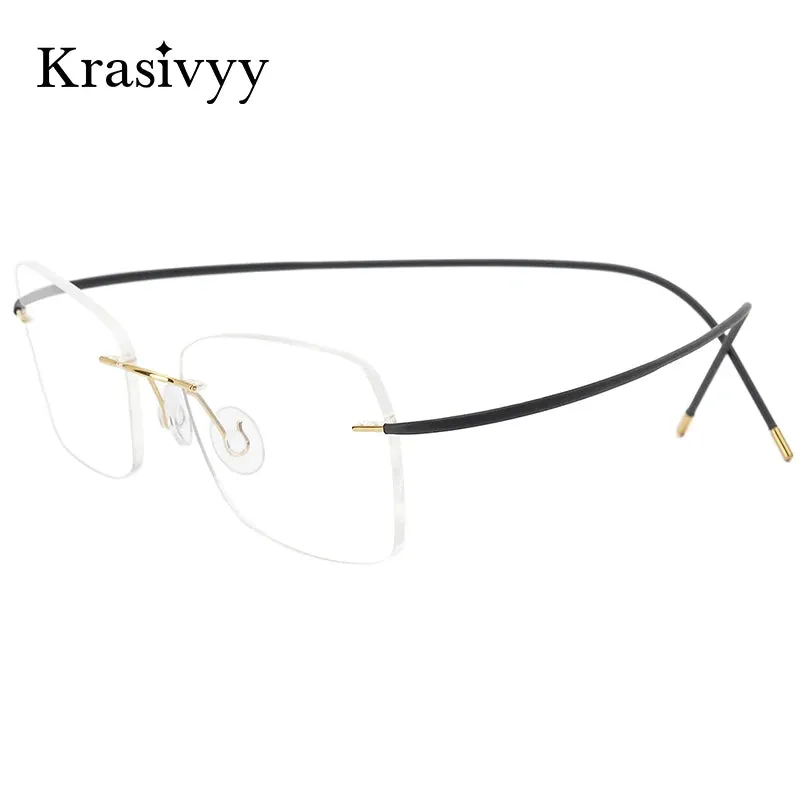 Krasivyy Unisex Rimless Oval Titanium Eyeglasses 1615