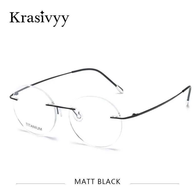 Krasivyy Unisex Rimless Round Titanium Eyeglasses Kr6012
