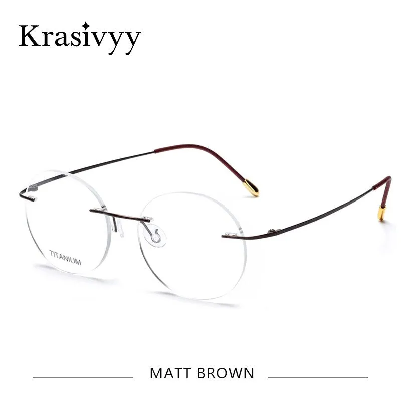 Krasivyy Unisex Rimless Round Titanium Eyeglasses Kr6012
