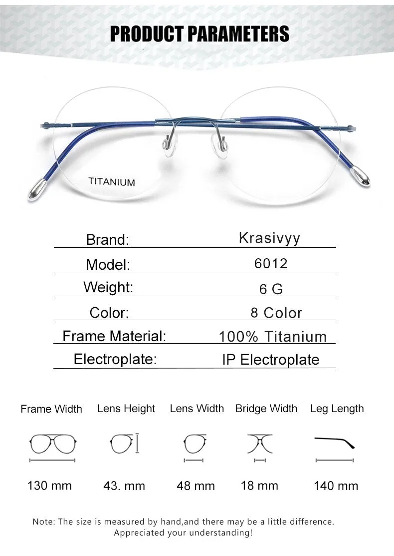 Krasivyy Unisex Rimless Round Titanium Eyeglasses Kr6012