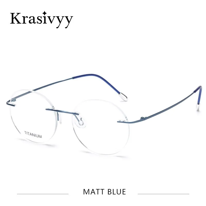 Krasivyy Unisex Rimless Round Titanium Eyeglasses Kr6012