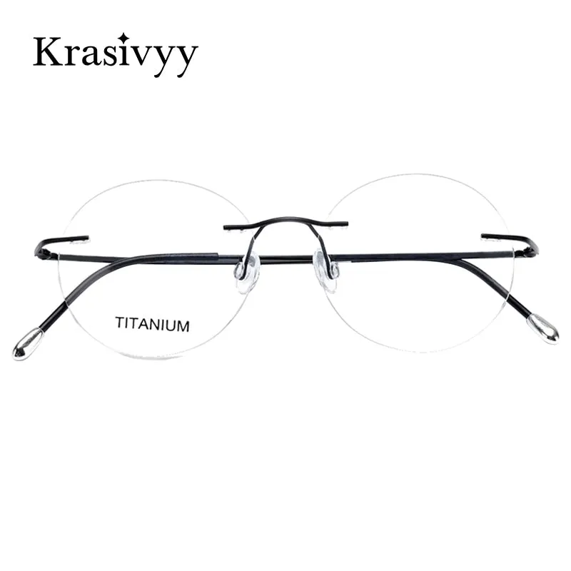 Krasivyy Unisex Rimless Round Titanium Eyeglasses Kr6012