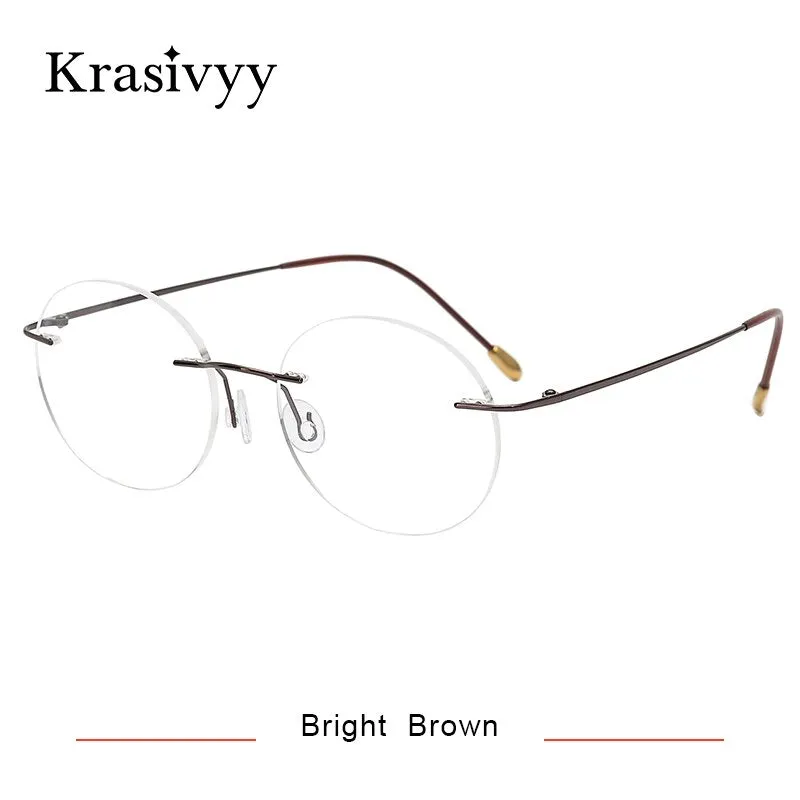 Krasivyy Unisex Rimless Round Titanium Eyeglasses Kr6012
