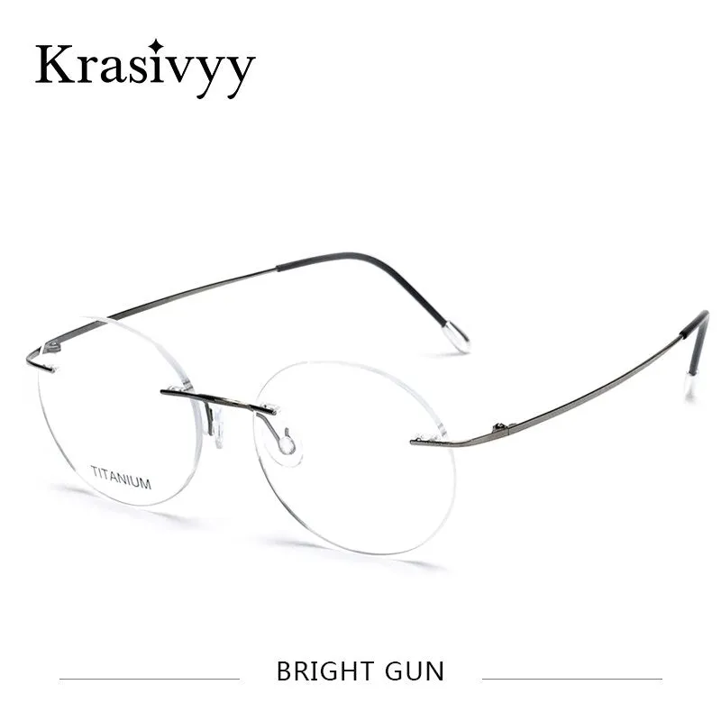 Krasivyy Unisex Rimless Round Titanium Eyeglasses Kr6012