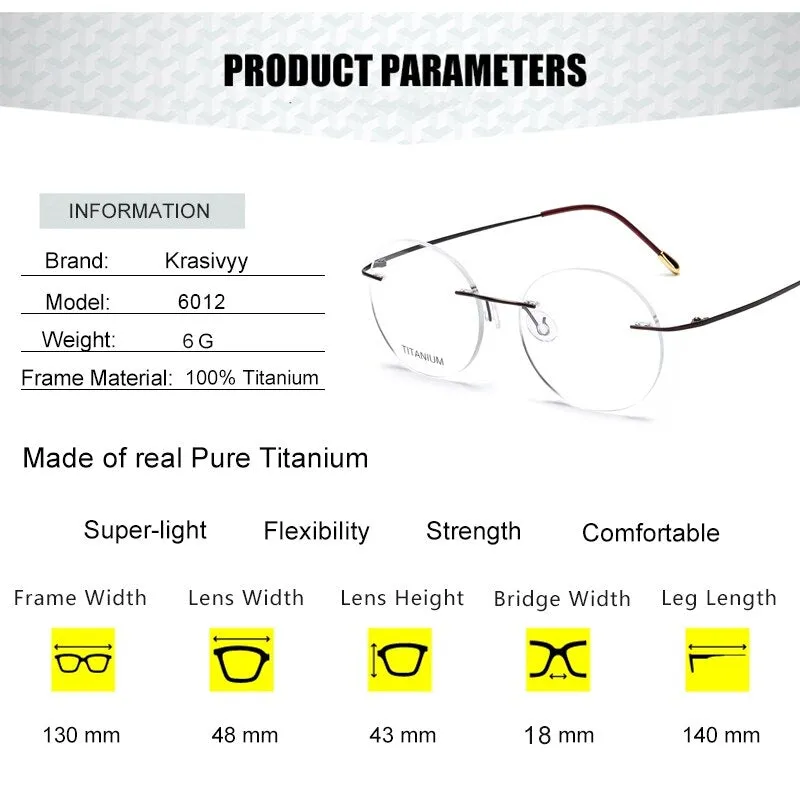 Krasivyy Unisex Rimless Round Titanium Eyeglasses Kr6012
