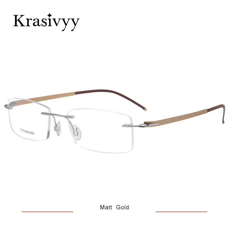 Krasivyy Unisex Rimless Square Titanium Screwless Eyeglasses Kr16028