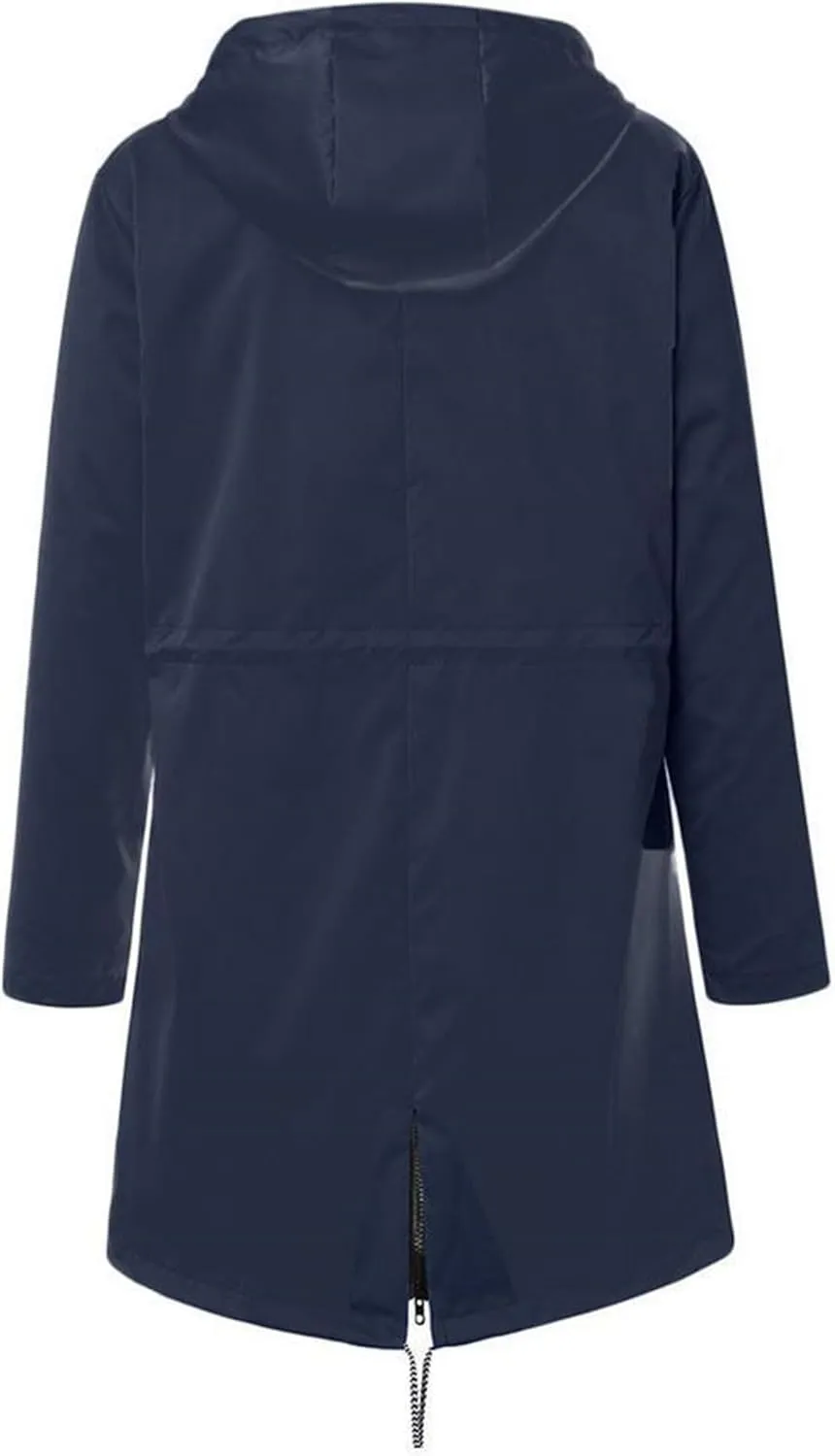 Kubbon Women's Raincoats Lightweight Waterproof Long Hooded Trench Jackets Elastic Waist Windbreaker Active Outdoor Jackets