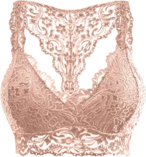 Lace Bralettes for Women Sexy Push Up Racerback Bustier Stretch Seamless Sports Bra Moisture-Wicking Wirefree Corset