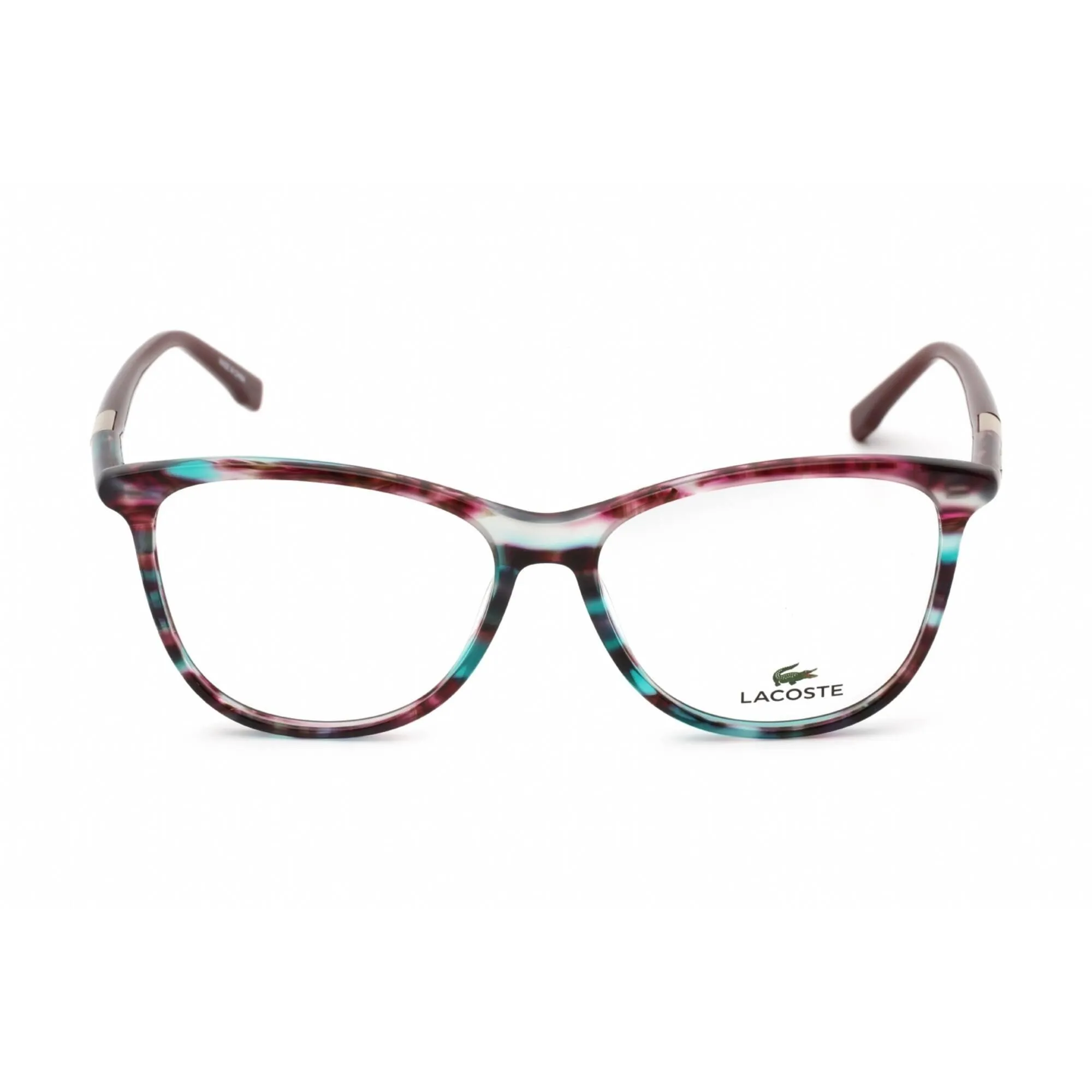Lacoste Women's Eyeglasses - Clear Lens Striped Aqua Cyclamen Cat Eye | L2822 444
