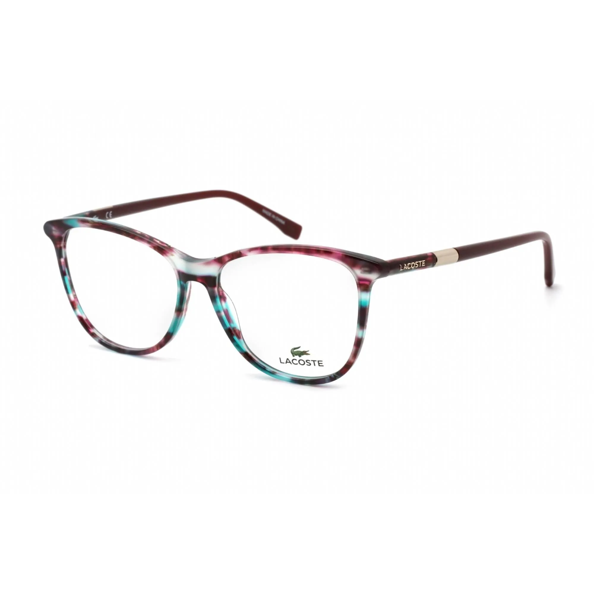 Lacoste Women's Eyeglasses - Clear Lens Striped Aqua Cyclamen Cat Eye | L2822 444