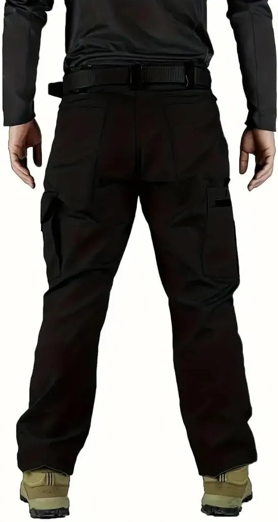 LANGWEI Men's Cargo Pants Solid Multi Flap Pockets Straight Leg Loose Casual Outdoor Hiking Fishing Tactical Pants