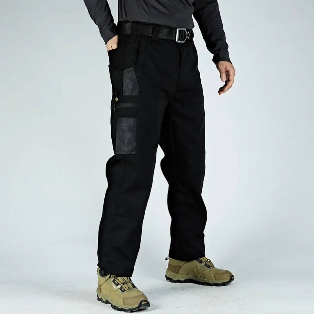 LANGWEI Men's Cargo Pants Solid Multi Flap Pockets Straight Leg Loose Casual Outdoor Hiking Fishing Tactical Pants