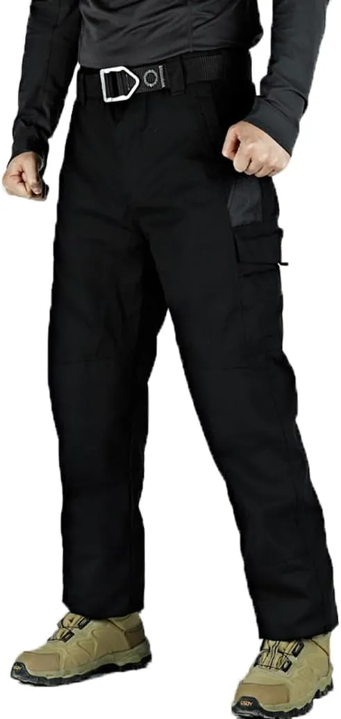 LANGWEI Men's Cargo Pants Solid Multi Flap Pockets Straight Leg Loose Casual Outdoor Hiking Fishing Tactical Pants
