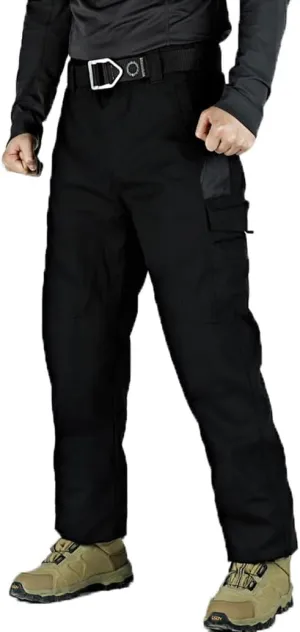 LANGWEI Men's Cargo Pants Solid Multi Flap Pockets Straight Leg Loose Casual Outdoor Hiking Fishing Tactical Pants