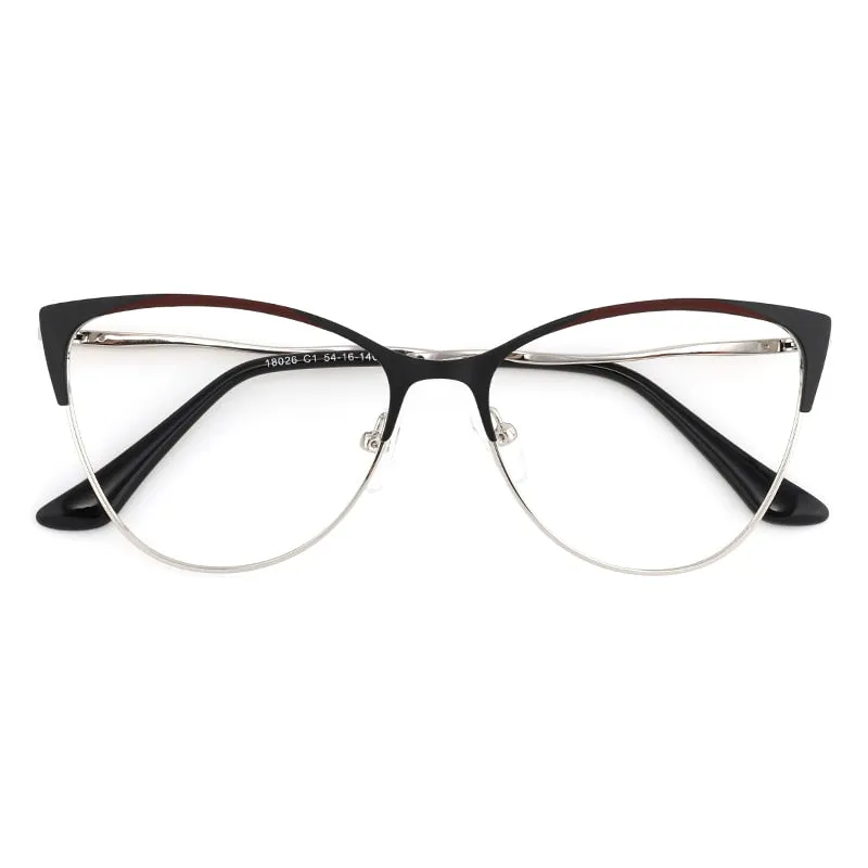 Laoyehui Women's Eyeglasses Cat Eye Alloy Frame 18026