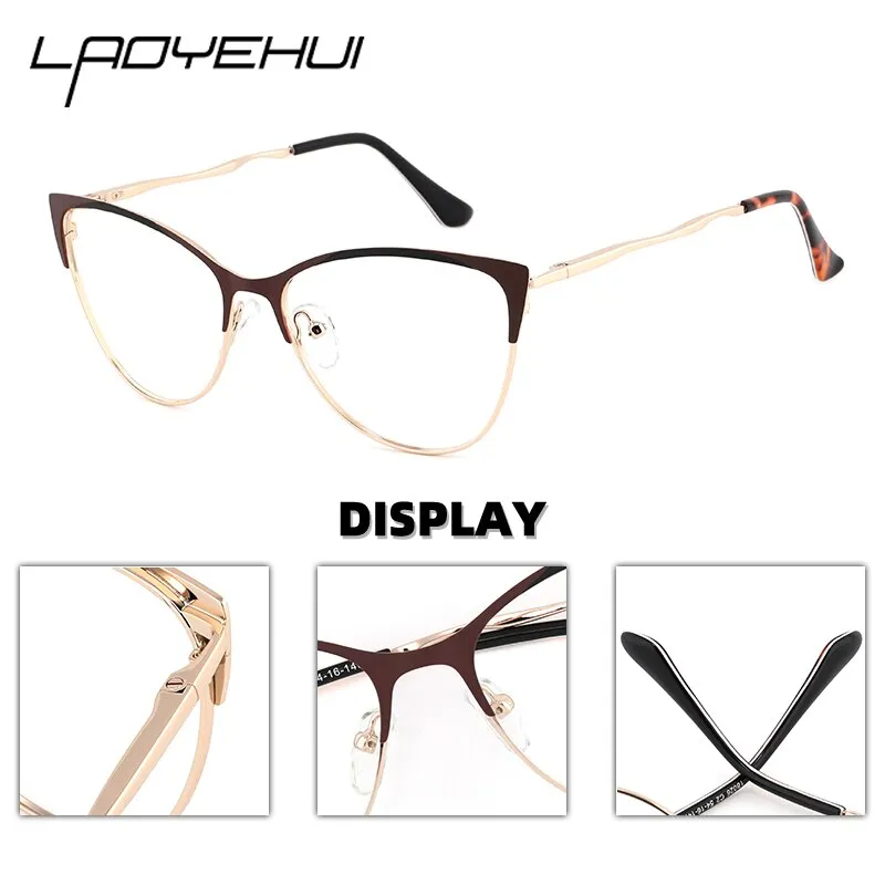 Laoyehui Women's Eyeglasses Cat Eye Alloy Frame 18026