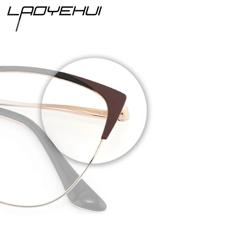 Laoyehui Women's Eyeglasses Cat Eye Alloy Frame 18026