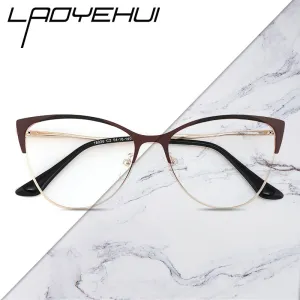 Laoyehui Women's Eyeglasses Cat Eye Alloy Frame 18026