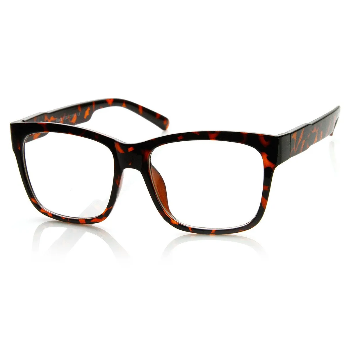 Large Retro Clear Lens Nerd Hipster Horned Rim Glasses 8789