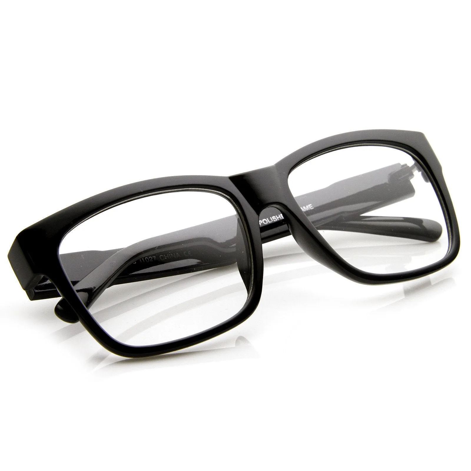 Large Retro Clear Lens Nerd Hipster Horned Rim Glasses 8789