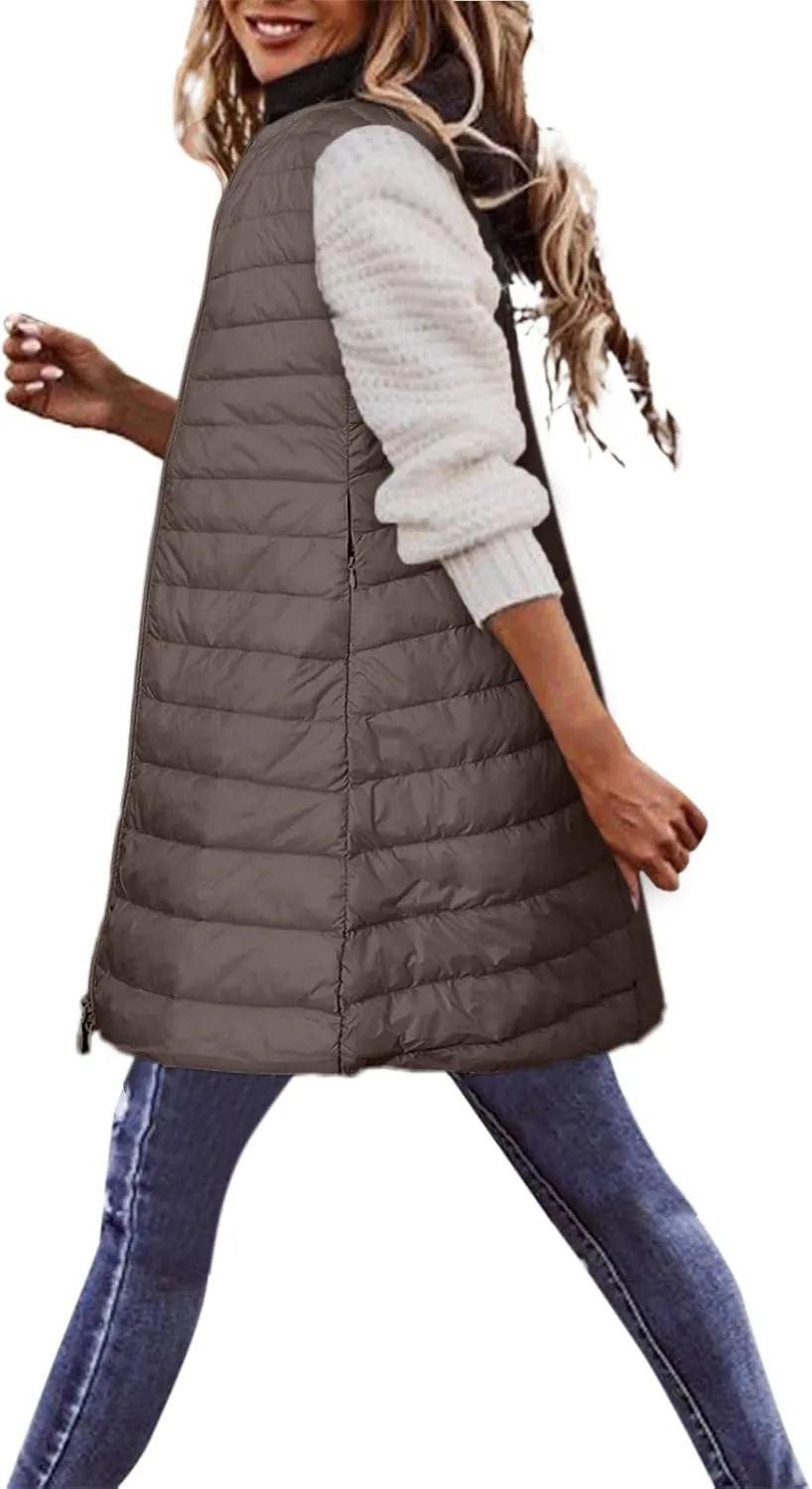 LCMTWX Red Puffer Vest Coat Vest With Hood Sleeveless Warm Down Coat With Pockets Quilted Vest Down Full-Zip Hooded Black