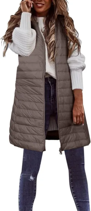 LCMTWX Red Puffer Vest Coat Vest With Hood Sleeveless Warm Down Coat With Pockets Quilted Vest Down Full-Zip Hooded Black