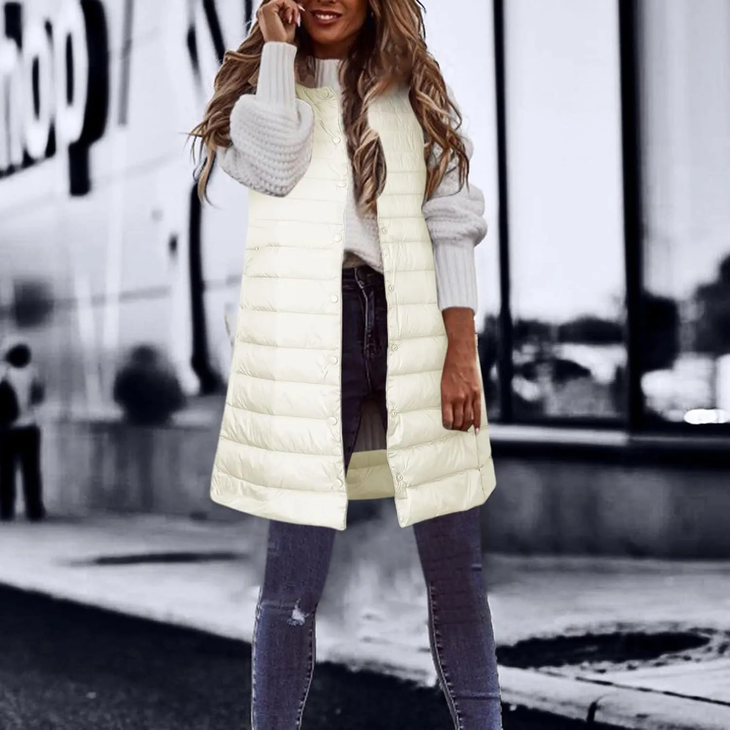 LCMTWX Red Puffer Vest Coat Vest With Hood Sleeveless Warm Down Coat With Pockets Quilted Vest Down Full-Zip Hooded Black
