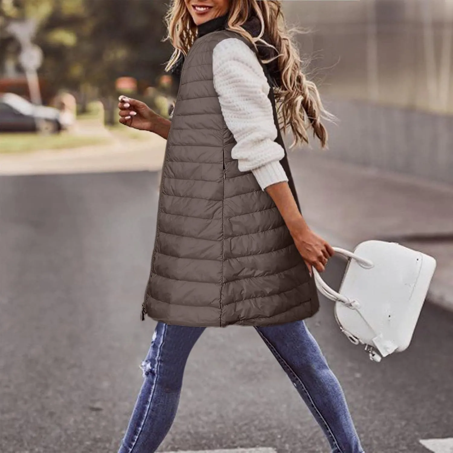 LCMTWX Red Puffer Vest Coat Vest With Hood Sleeveless Warm Down Coat With Pockets Quilted Vest Down Full-Zip Hooded Black