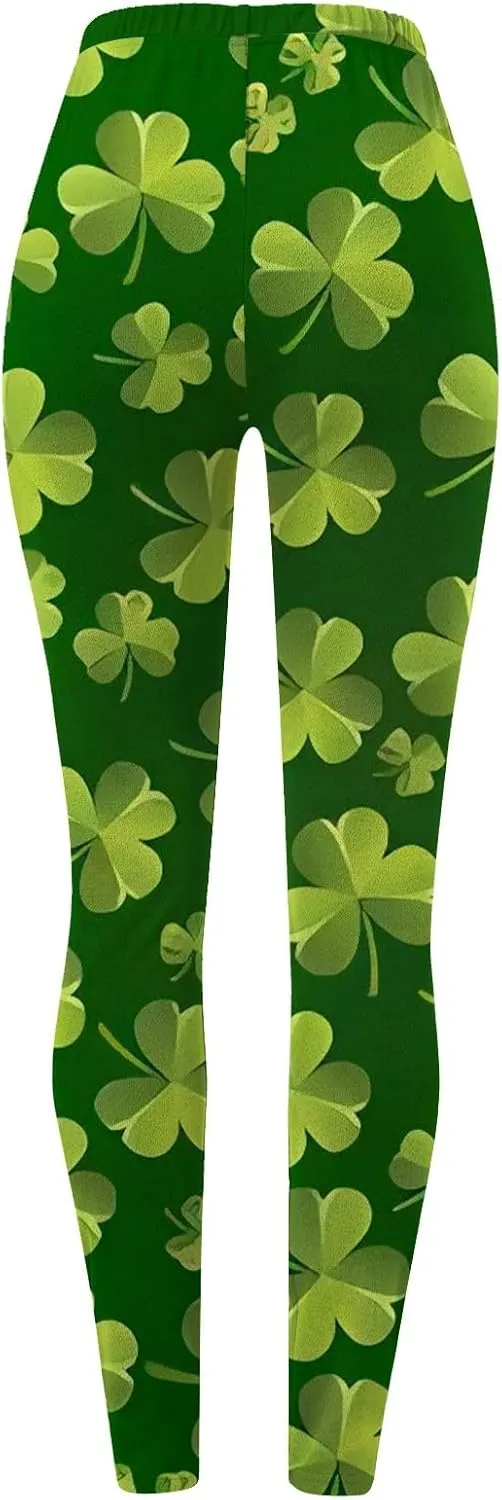 LCMTWX Womens St Patrick's Day Costume St. Patricks Day Print High Waist Yoga Pants for Women's Workout Clothes for Fold