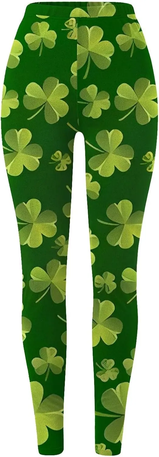 LCMTWX Womens St Patrick's Day Costume St. Patricks Day Print High Waist Yoga Pants for Women's Workout Clothes for Fold