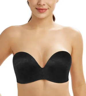 Lemorosy Women's Plus Size Anti-Slip Invisible Seamless Wireless Strapless Bra -Push up Lift Support
