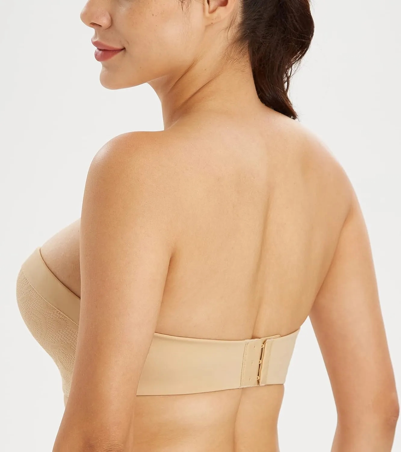 Lemorosy Women's Plus Size Anti-Slip Invisible Seamless Wireless Strapless Bra -Push up Lift Support