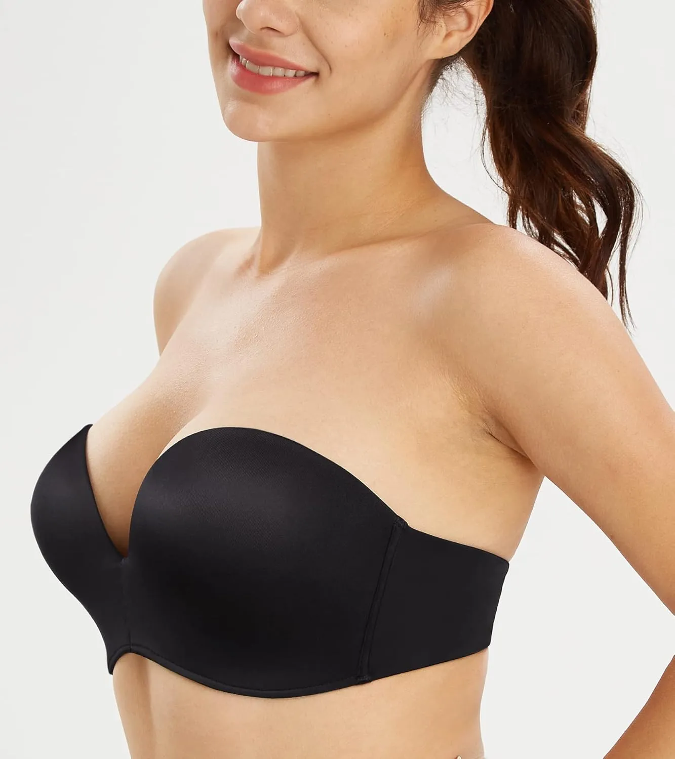 Lemorosy Women's Plus Size Anti-Slip Invisible Seamless Wireless Strapless Bra -Push up Lift Support