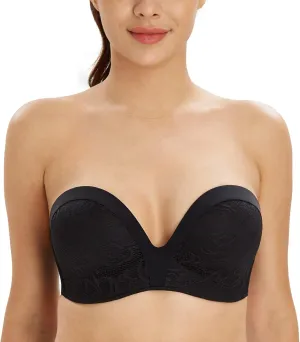 Lemorosy Women's Plus Size Anti-Slip Invisible Seamless Wireless Strapless Bra -Push up Lift Support
