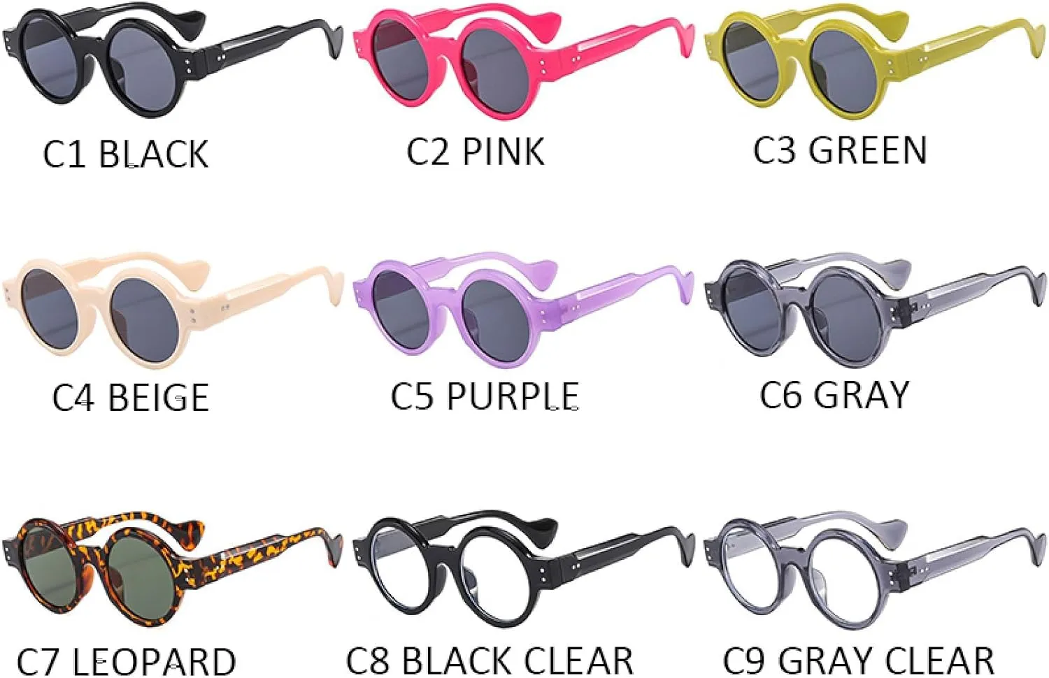 Leopard Round Sunglasses Women Rivets Circle Men Vintage Shades Uv400