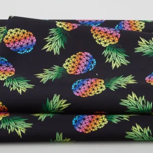 Let's Get Tropical - Party Pineapples Black 2 Yard Cut