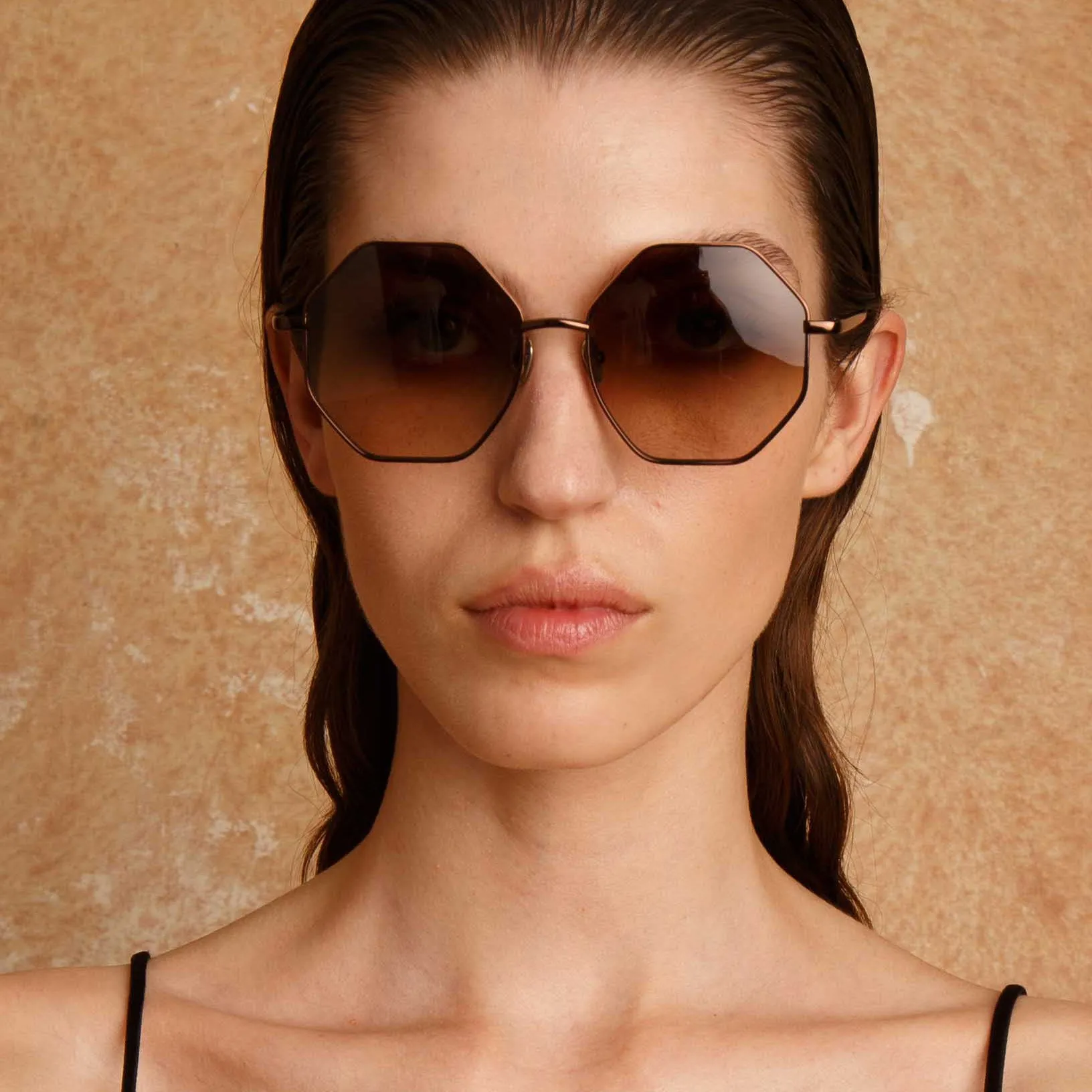 Lianas Hexagon Sunglasses in Black