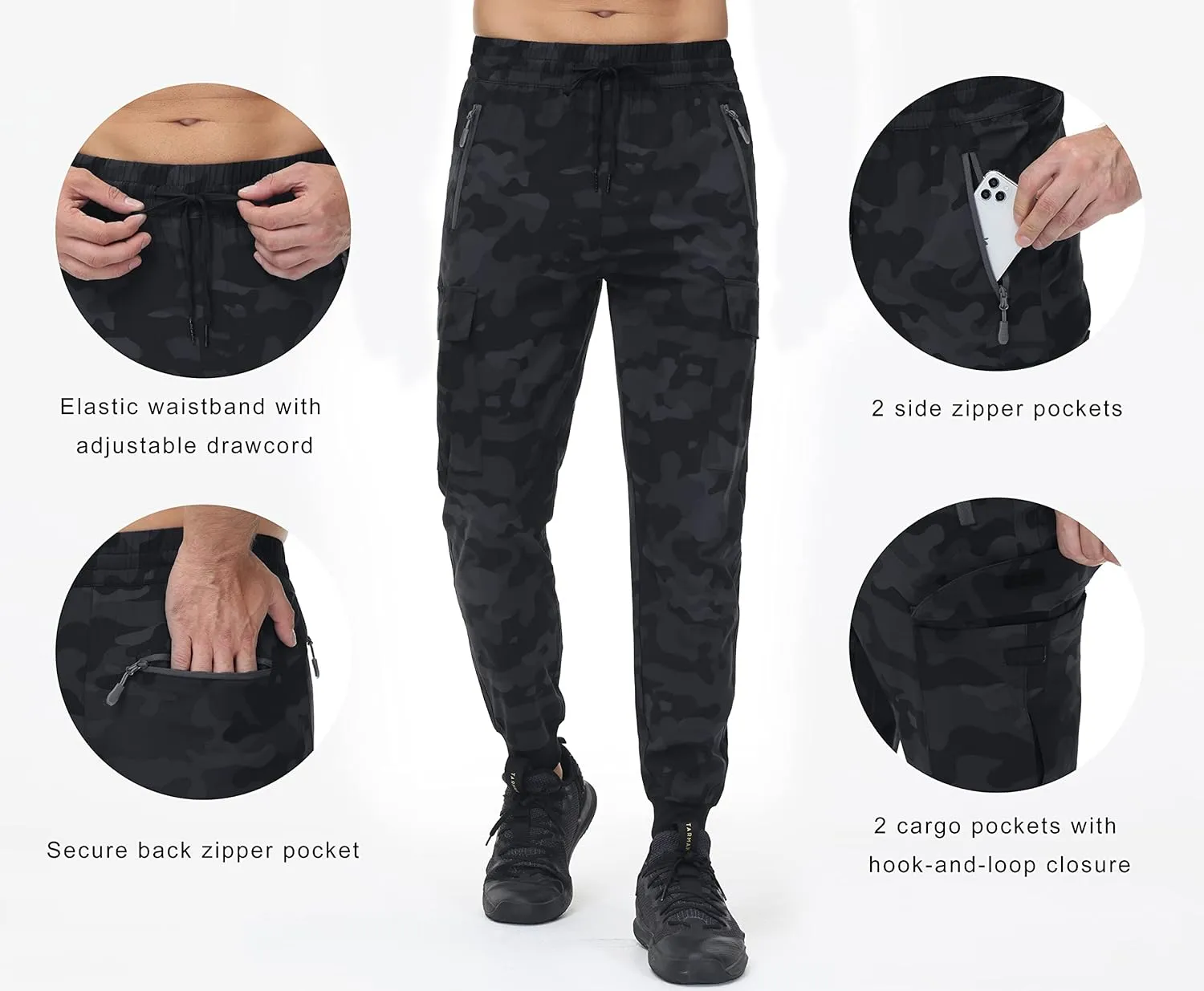Libin Men's Lightweight Joggers Quick Dry Cargo Hiking Pants Track Running Workout Athletic Travel Golf Casual Outdoor Pants