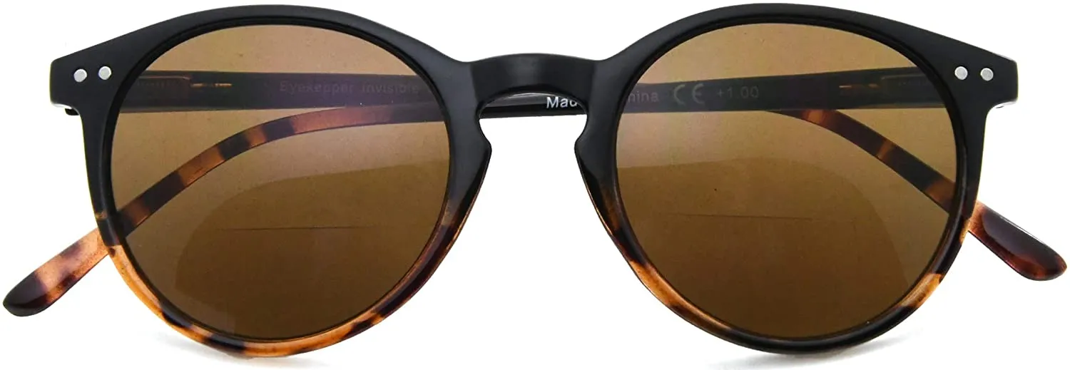 Life Paths Bifocal Black Demi Round Reading Spring Hinge Sunglasses