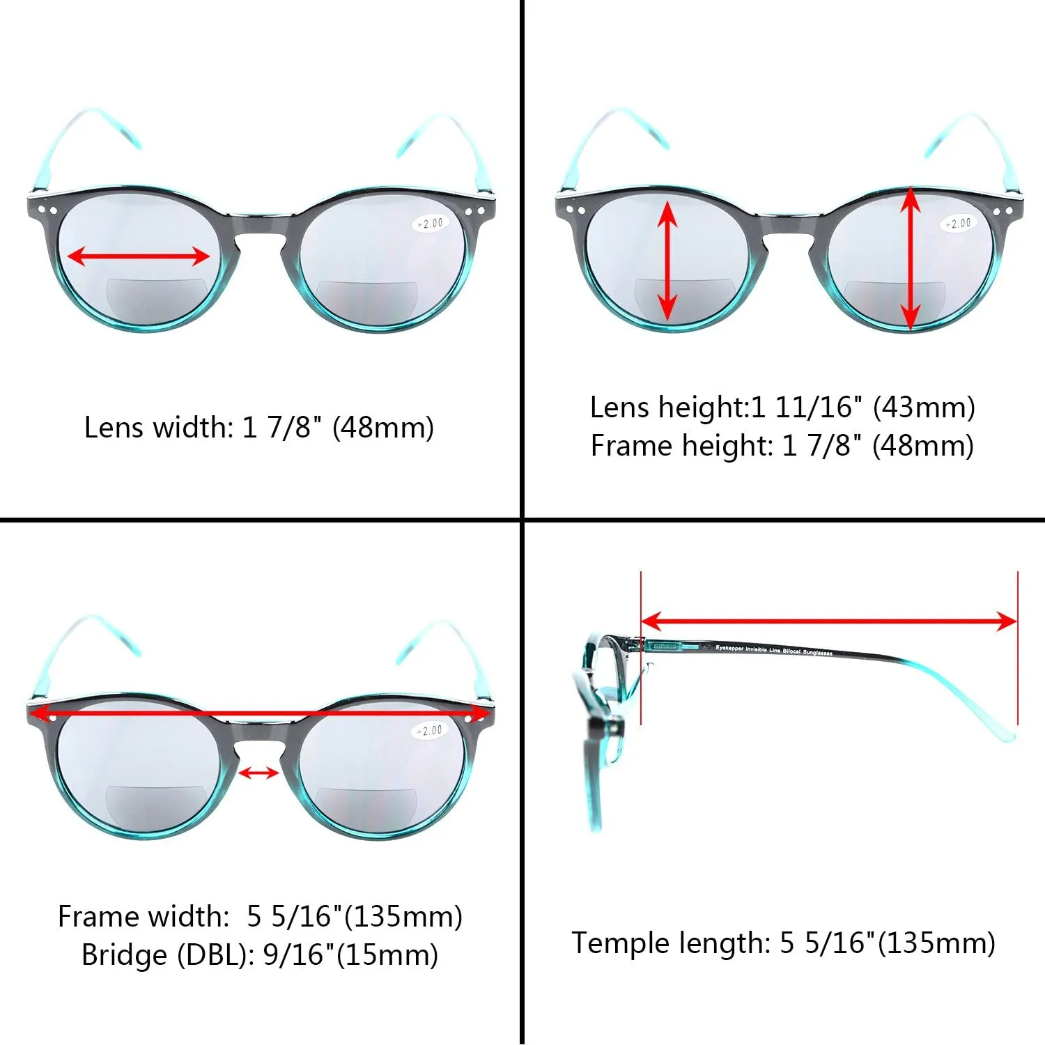 Life Paths Bifocal Black Demi Round Reading Spring Hinge Sunglasses